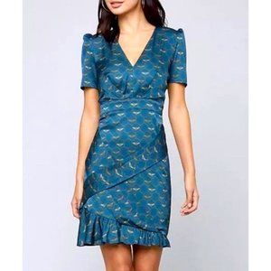 bebe Blue and Gold Patterned Dress